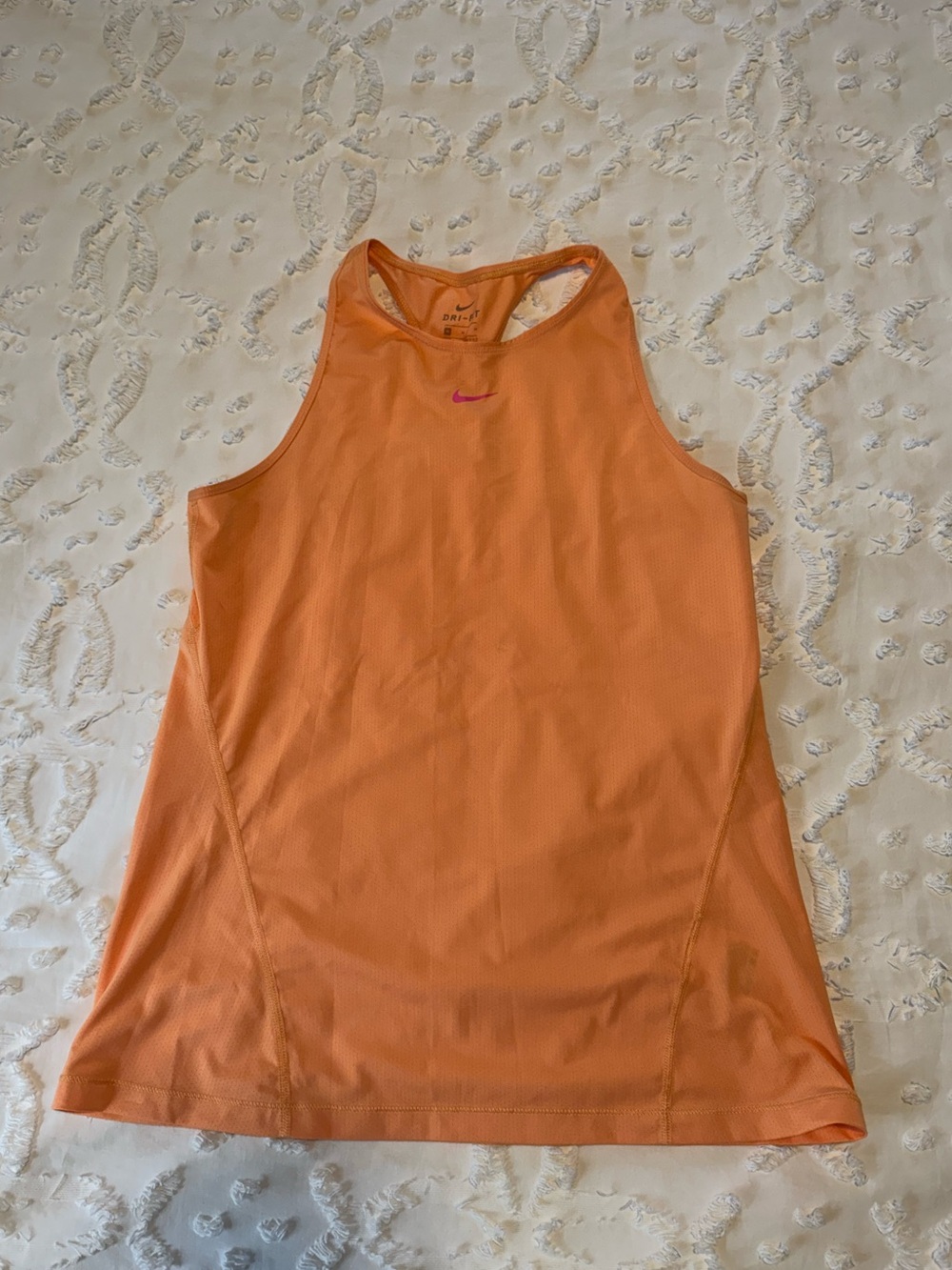 Nike Orange Racerback Performance Tank with Pink Swoosh